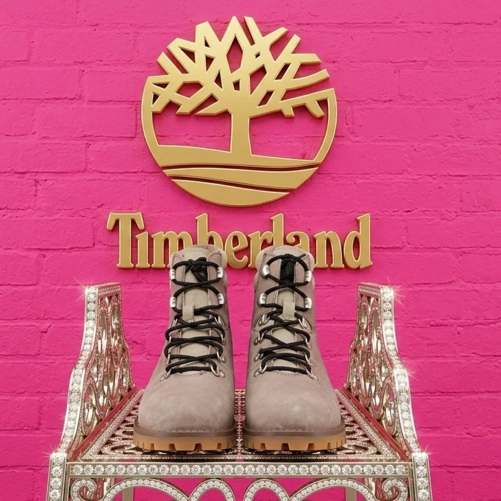 🔥Timberland Kinsley💛🩷💛6 Inch Waterproof Boots Taupe Nubuck Leather LIKENEW 6